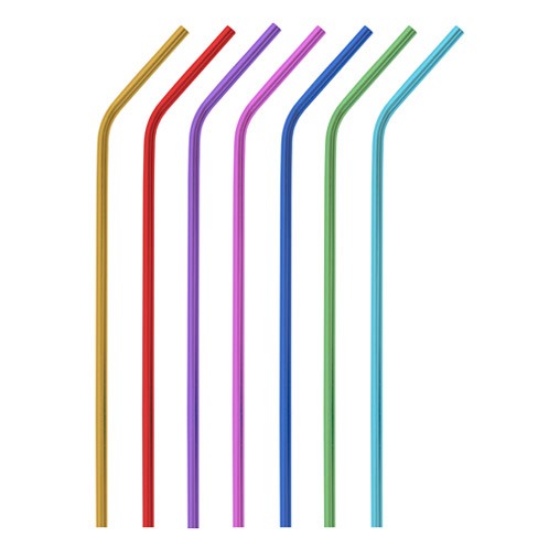 Single anodized aluminum straw - Bent (6mm)