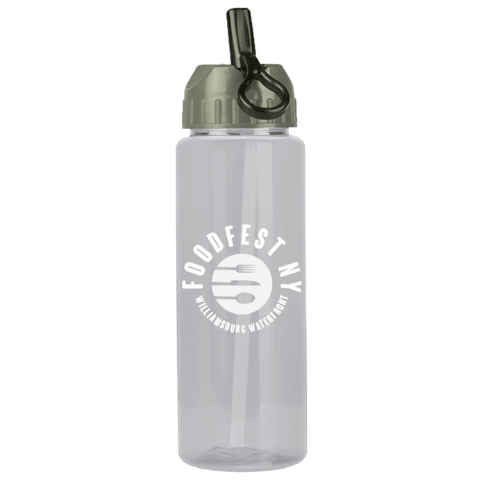 32 oz The Guzzler Transparent Bottle w/ Flip Straw Lid ,[wholesale],[Simply+Green Solutions 427]