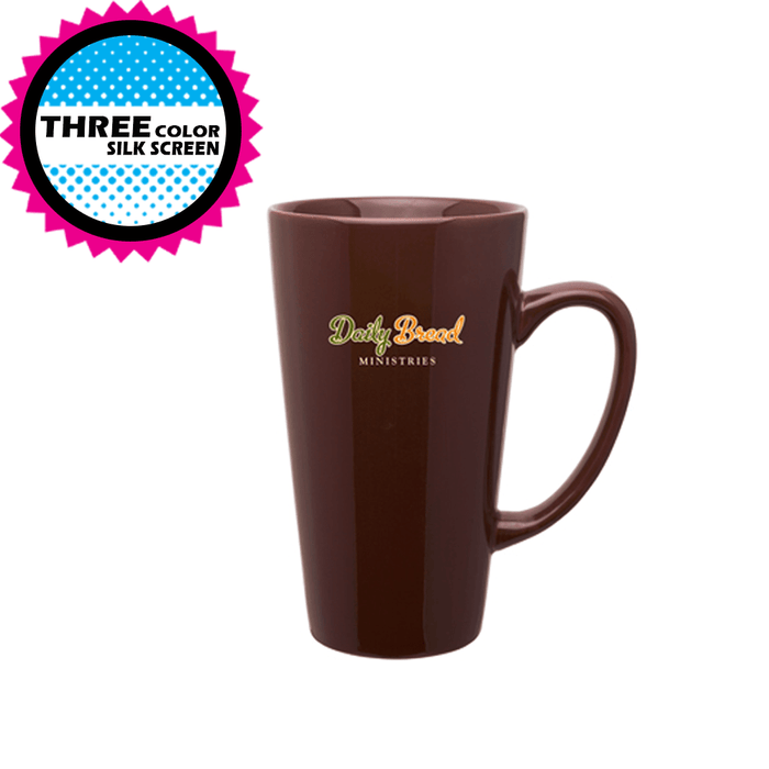 COFFEE WORD BROWN 16 OZ LATTE MUG