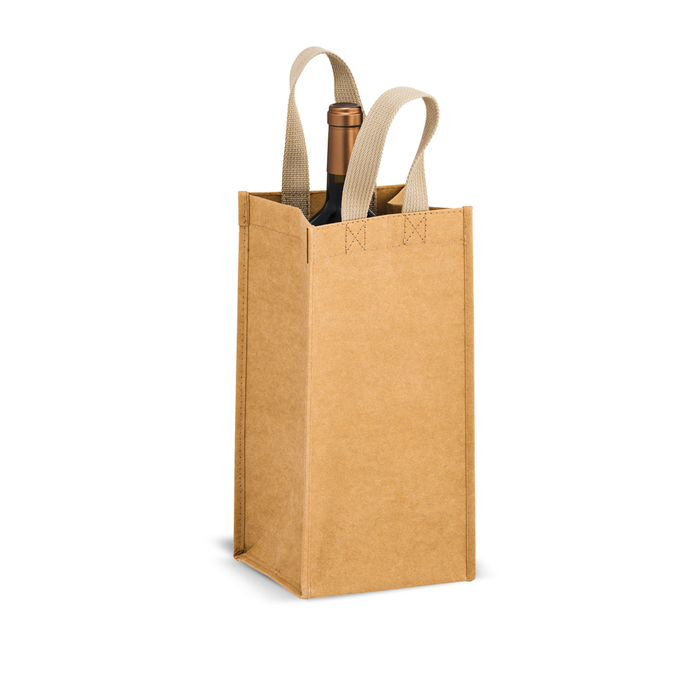 Blank Single Bottle Washable Kraft Paper Tote Bag - Tornado,[wholesale],[Simply+Green Solutions]