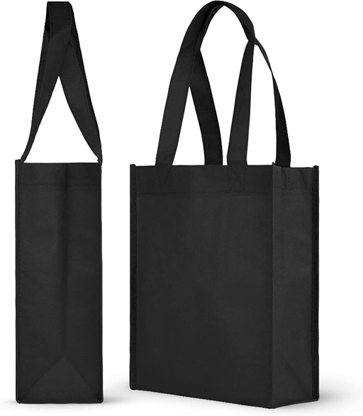 Simply Green Solutions - Plain Tote Bag, Thick Reusable Gift Bag with 16-Inch Handles, Use As Goodie Bags, Party Favor Bags, or Halloween Tote Bag, Black, Pack of 25