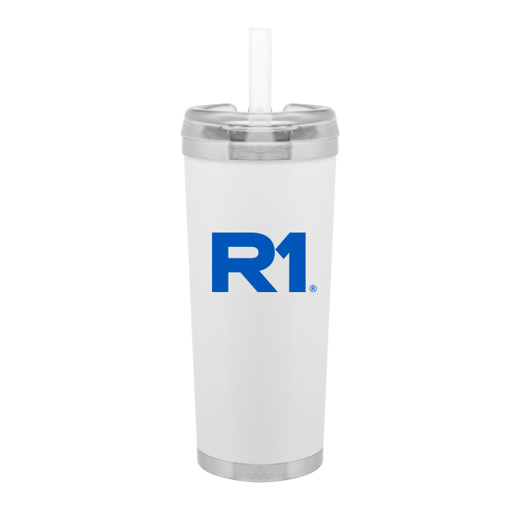 R1 24 oz Stainless Steel Thermal Tumbler with Silicone Straw