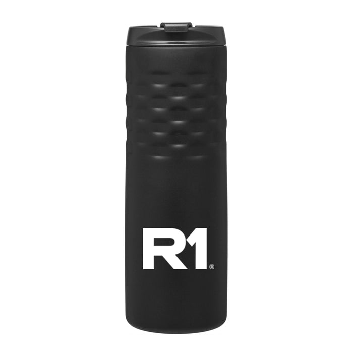 R1 18 oz Double Walled Stainless Steel Thermal Tumbler, Snap-fit lid