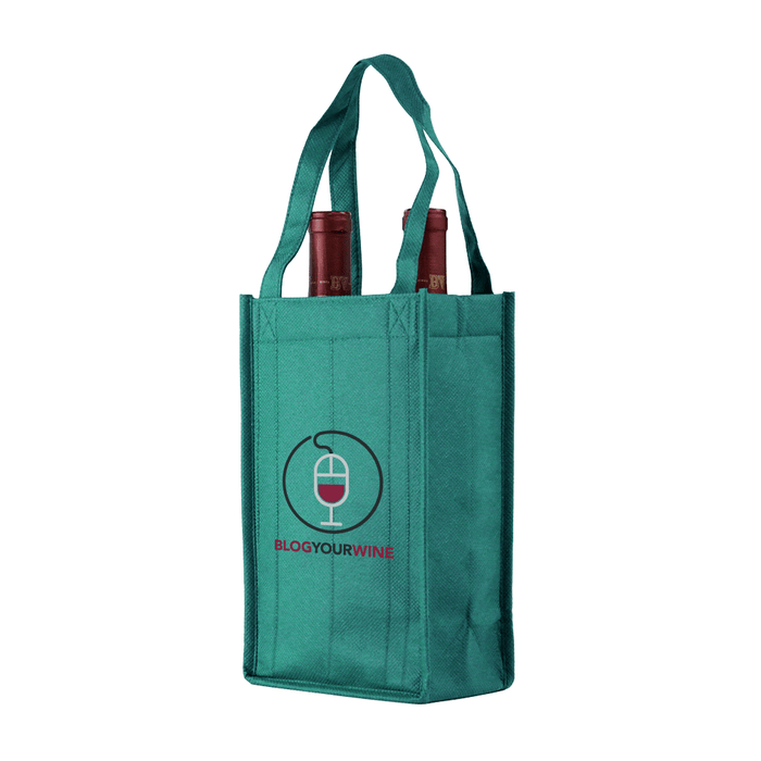 Two bottle Wine Tote, Reverse Reinforced Handles *Fully Customizable*,[wholesale],[Simply+Green Solutions]