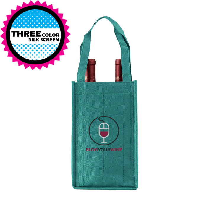 Two bottle Wine Tote, Reverse Reinforced Handles *Fully Customizable*,[wholesale],[Simply+Green Solutions]