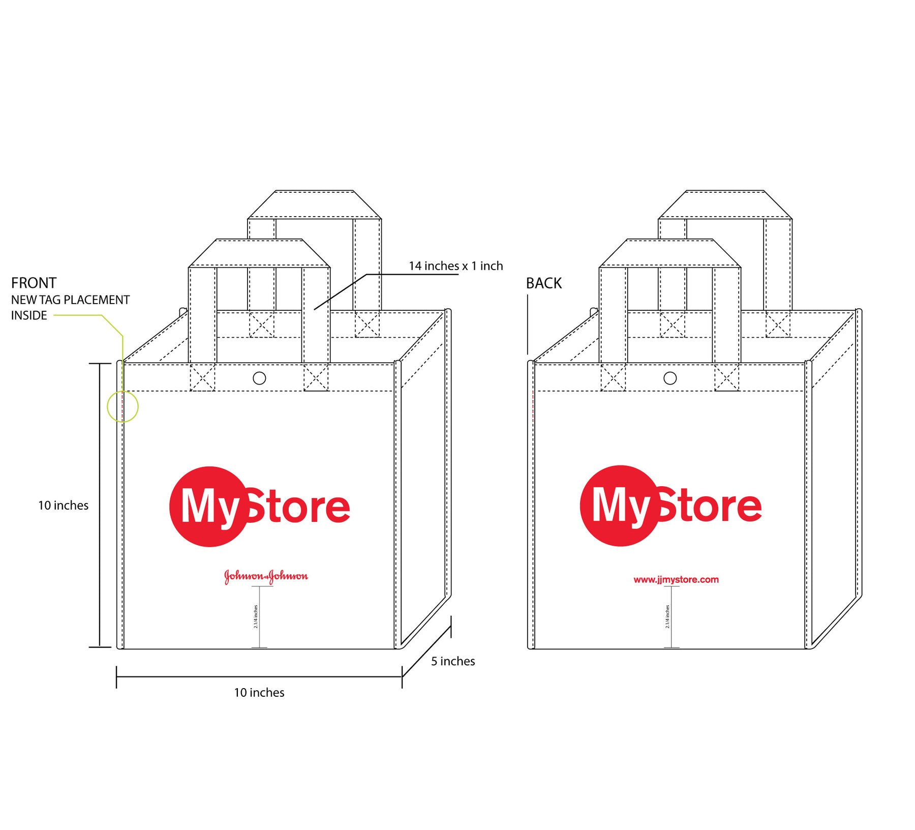 Johnson & Johnson JNJ Mystore White Small Tote