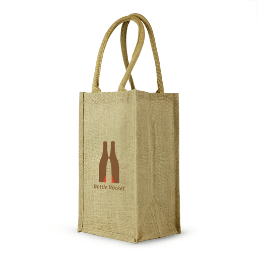 4 Bottle Jute Wine Bag with cotton webbed handles,[wholesale],[Simply+Green Solutions]