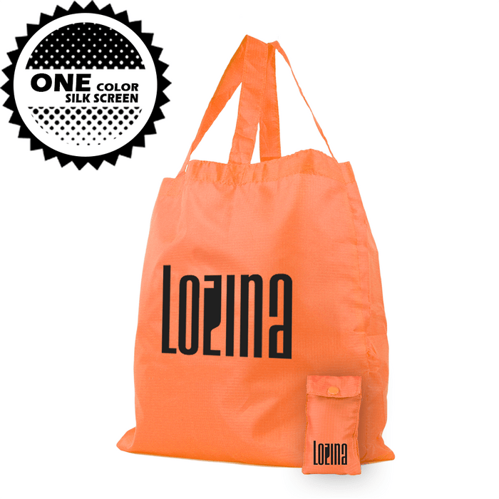 Polyester Compact Button Tote Attached *Fully Customizable* Bag Ban Approved,[wholesale],[Simply+Green Solutions]