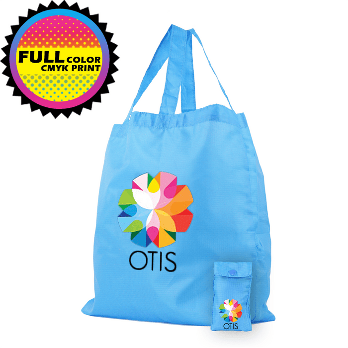 Polyester Compact Button Tote Attached *Fully Customizable* Bag Ban Approved,[wholesale],[Simply+Green Solutions]