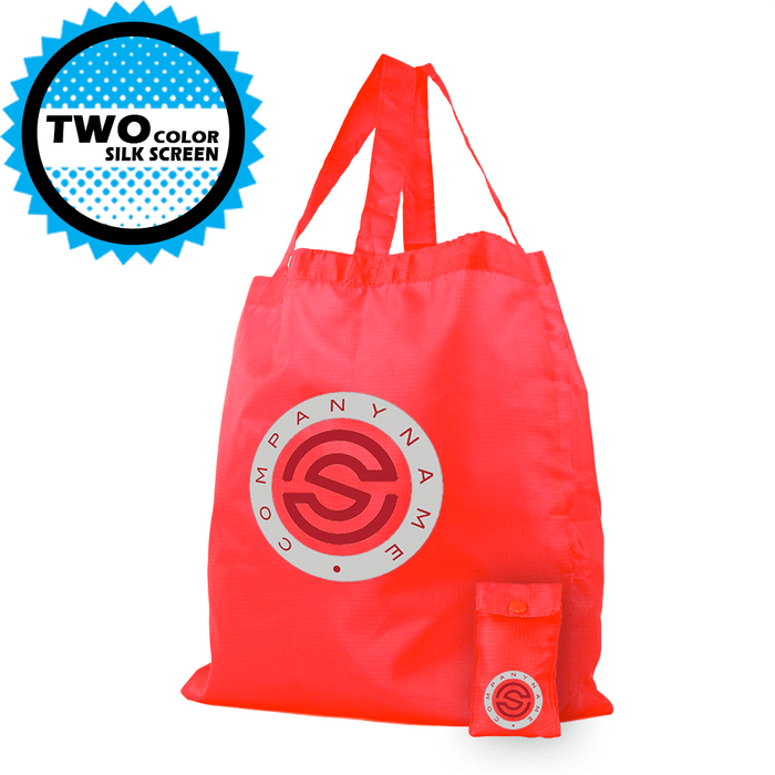 Polyester Compact Button Tote Attached *Fully Customizable* Bag Ban Approved,[wholesale],[Simply+Green Solutions]