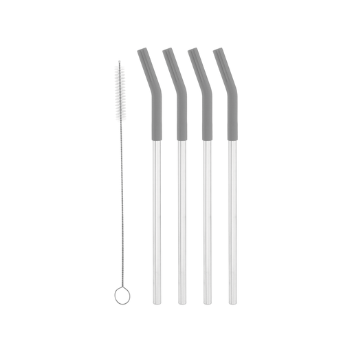 10" Silicone Tip Stainless Straw Set